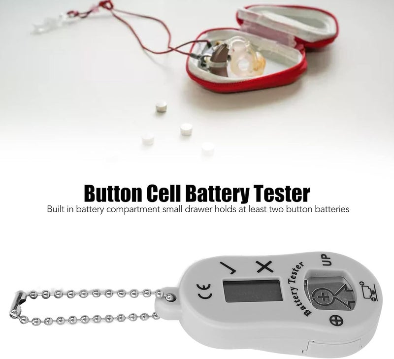 woobles Hearing Aids Battery Tester, Battery Measuring Device, Pocket Size Battery Power Monitoring Tester Checker Tool Light (Gray) 2 Button Batteries Can Be Hold - Image 1